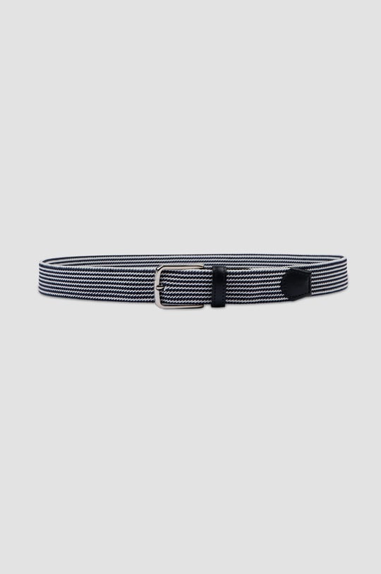 Paul Shark Paul Shark Erkek Şerit Çizgili Metal Tokalı Bej - Mavi Kemer 24416010-W10