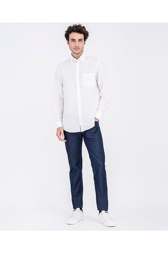 Paul Shark Paul Shark Erkek Slim Fit Düz Fermuarlı Mavi Jeans 22414118-130