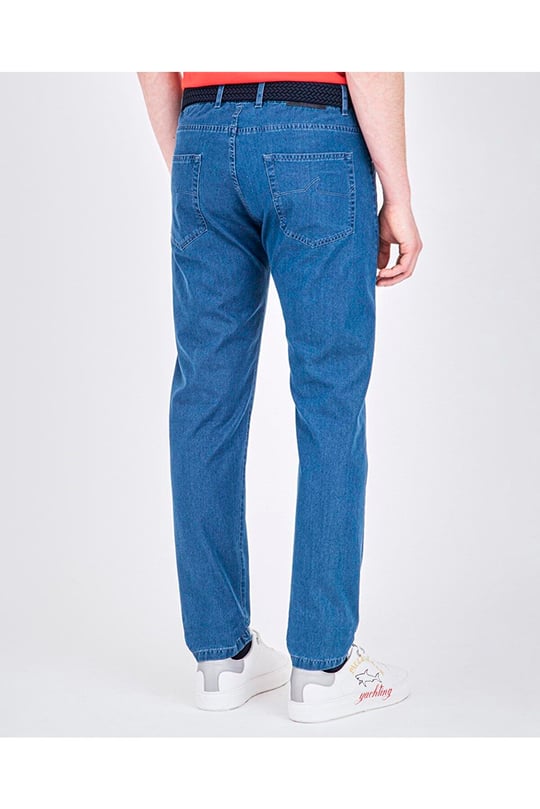Paul Shark Paul Shark Erkek Slim Fit Düz Fermuarlı Lacivert Jeans 22414118-013