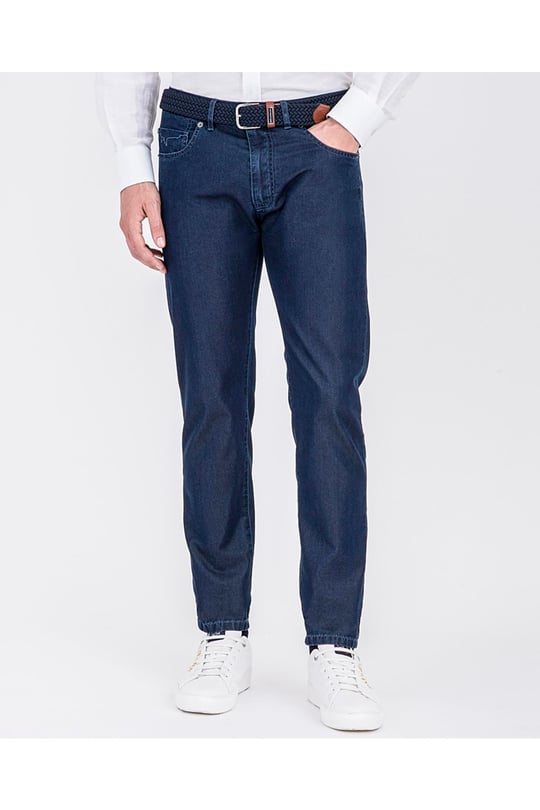 Paul Shark Paul Shark Erkek Slim Fit Düz Fermuarlı Mavi Jeans 22414118-130