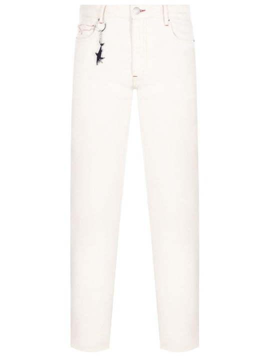 Paul Shark Paul Shark Erkek Slim Fit Düz Fermuarlı Beyaz Jeans 22414102-010