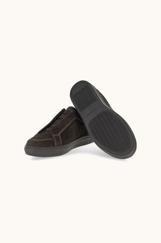 Paul Shark Paul Shark Erkek Süet Deri Logo Kabartmalı Düşük Bilekli Kahverengi Sneaker 16318012-306