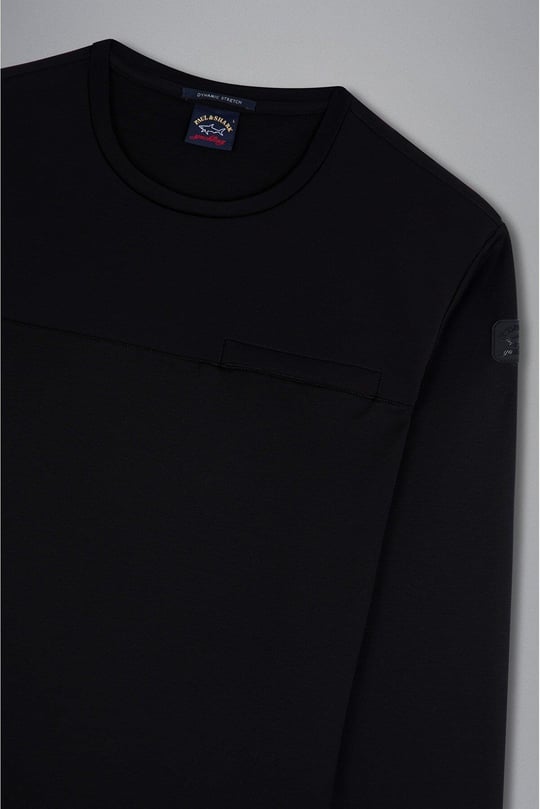 Paul Shark Paul Shark Erkek Uzun kollu Günlük Kullanım Normal kesim Siyah T-Shirt 13311603A-011