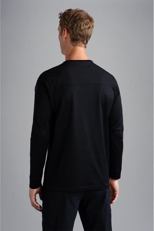 Paul Shark Paul Shark Erkek Uzun kollu Günlük Kullanım Normal kesim Siyah T-Shirt 13311603A-011