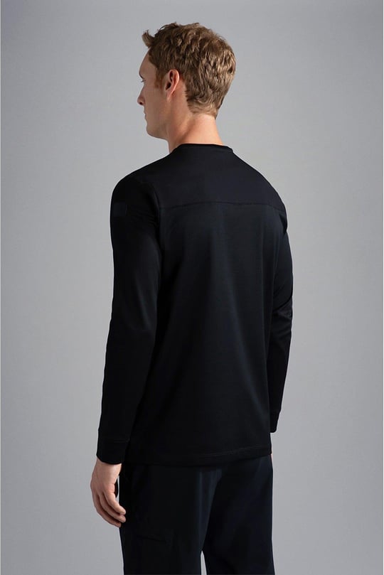 Paul Shark Paul Shark Erkek Uzun kollu Günlük Kullanım Normal kesim Siyah T-Shirt 13311603A-011