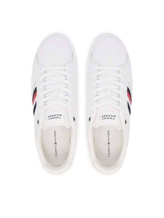 Tommy Hilfiger Tommy Hilfiger Erkek Bayrak Logolu Düz ve Rahat Taban %100 Deri Beyaz Sneaker FM0FM05628-YBS