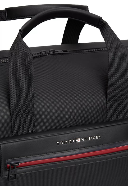 Tommy Hilfiger Tommy Hilfiger Erkek Çok Bölmeli Deri Kısa Ve Uzun Askılı Fermuar Kapama Siyah Valiz AM0AM14160-BDS