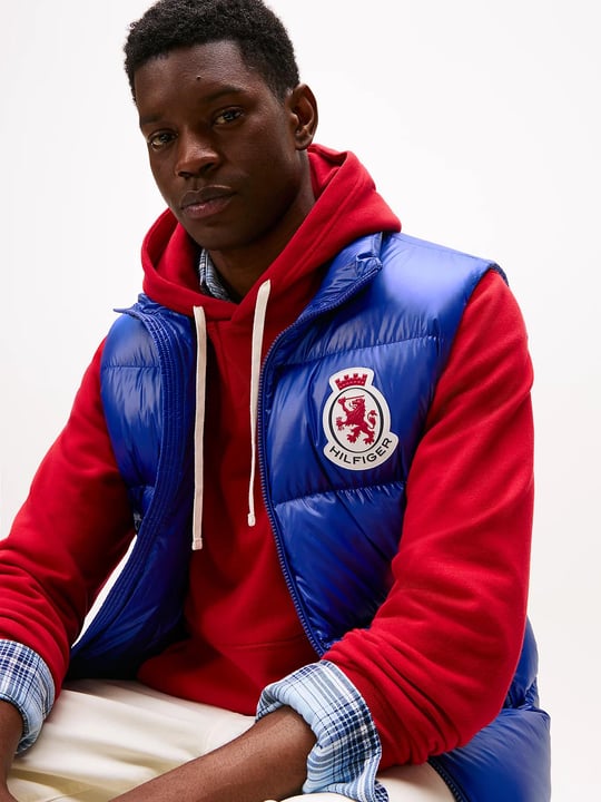 Tommy Hilfiger Tommy Hilfiger Erkek Dik Yaka Kolsuz Şişme Fermuar Kapama Mavi Yelek MW0MW41514-D03
