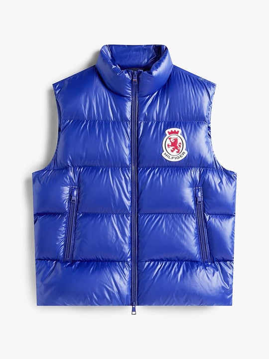 Tommy Hilfiger Tommy Hilfiger Erkek Dik Yaka Kolsuz Şişme Fermuar Kapama Mavi Yelek MW0MW41514-D03