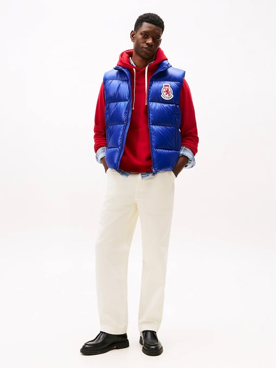 Tommy Hilfiger Tommy Hilfiger Erkek Dik Yaka Kolsuz Şişme Fermuar Kapama Mavi Yelek MW0MW41514-D03