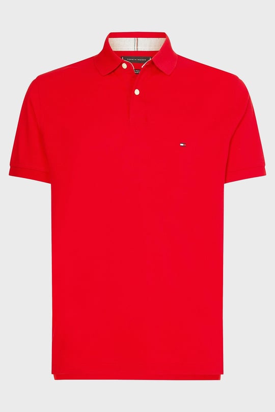 Tommy Hilfiger Tommy Hilfiger Erkek Dokuma Polo Yaka Kısa Kol Günlük Kırmızı Polo Yaka T-Shirt MW0MW17770-XLG