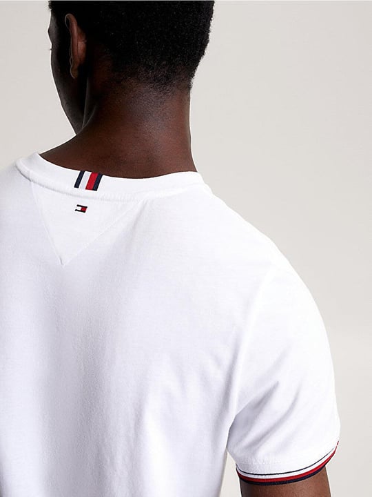Tommy Hilfiger Tommy Hilfiger Erkek Dokuma Kumaş Kısa Kol Düz Model Beyaz T-Shirt MW0MW32584-YBR