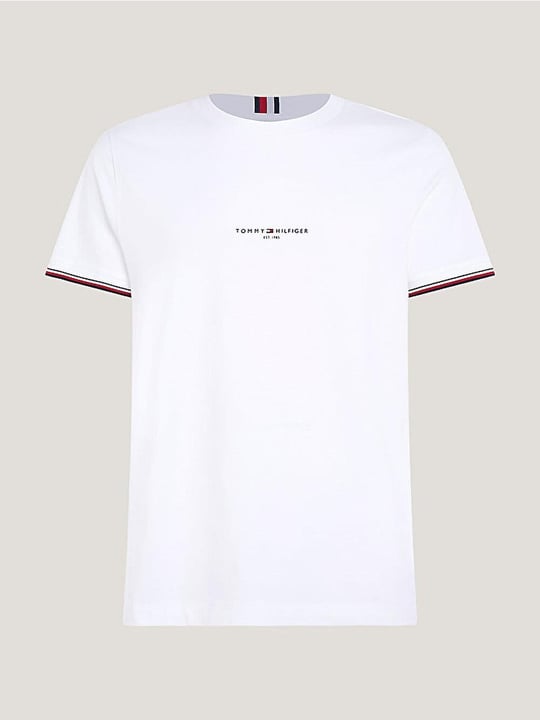 Tommy Hilfiger Tommy Hilfiger Erkek Dokuma Kumaş Kısa Kol Düz Model Beyaz T-Shirt MW0MW32584-YBR