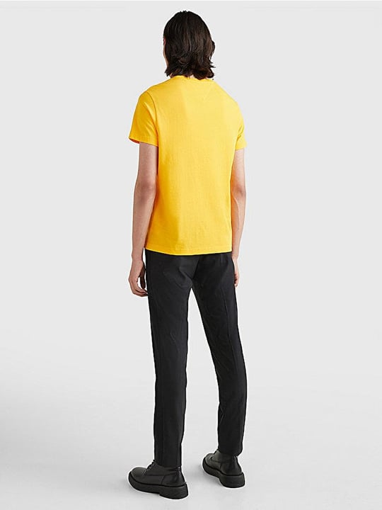 Tommy Hilfiger Tommy Hilfiger Erkek Dokuma Kumaş Kısa Kol Düz Model Sarı T-Shirt MW0MW11797-ZEW