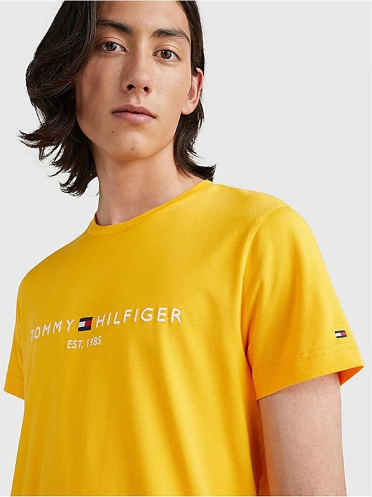 Tommy Hilfiger Tommy Hilfiger Erkek Dokuma Kumaş Kısa Kol Düz Model Sarı T-Shirt MW0MW11797-ZEW