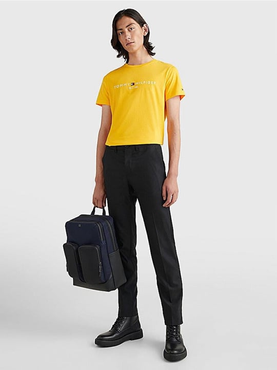 Tommy Hilfiger Tommy Hilfiger Erkek Dokuma Kumaş Kısa Kol Düz Model Sarı T-Shirt MW0MW11797-ZEW