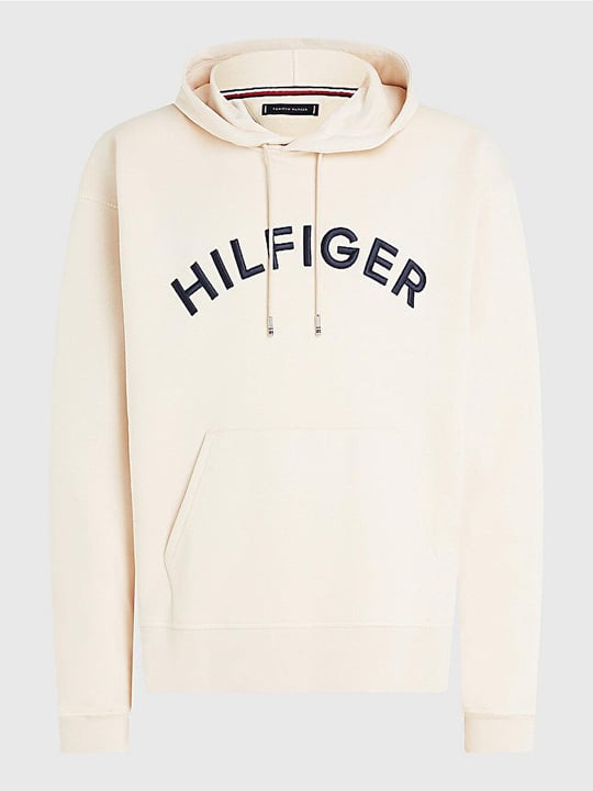 Tommy Hilfiger Tommy Hilfiger Erkek Dokuma Kapişonlu Yaka Uzun Kol Günlük Bej Sweatshirt MW0MW31070-AF6
