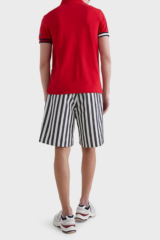 Tommy Hilfiger Tommy Hilfiger Erkek Dokuma Polo Yaka Kısa Kol Günlük Kırmızı Polo Yaka T-Shirt MW0MW30764-XLG