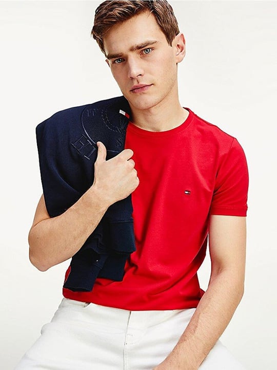 Tommy Hilfiger Tommy Hilfiger Erkek Dokuma Kumaş Kısa Kol Düz Model Kırmızı T-Shirt MW0MW10800-XLG