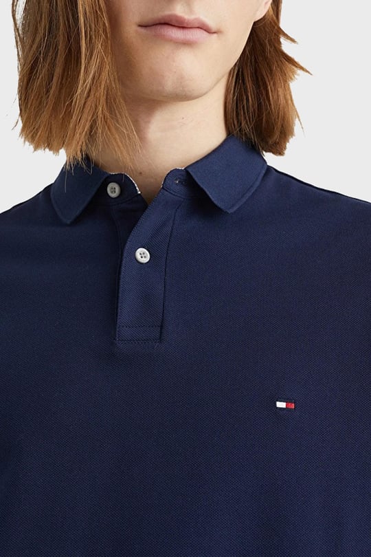 Tommy Hilfiger Tommy Hilfiger Erkek Dokuma Polo Yaka Kısa Kol Günlük Lacivert Polo Yaka T-Shirt MW0MW17770-DCC