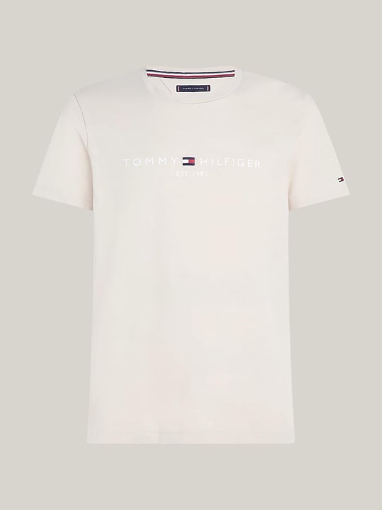 Tommy Hilfiger Tommy Hilfiger Erkek Dokuma Kumaş Kısa Kol Düz Model Bej T-Shirt MW0MW11797-ACI