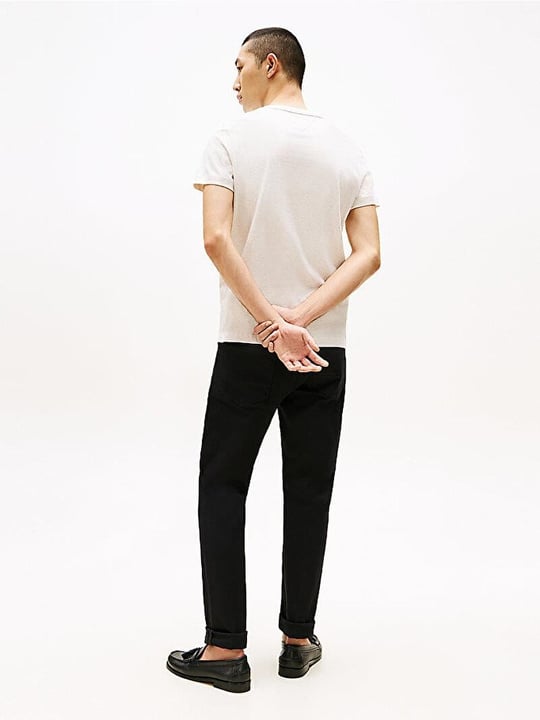 TOMMY HILFIGER Tommy Hilfiger Erkek Dokuma Kumaş Kısa Kol Düz Model Bej T-Shirt MW0MW11797-HGF