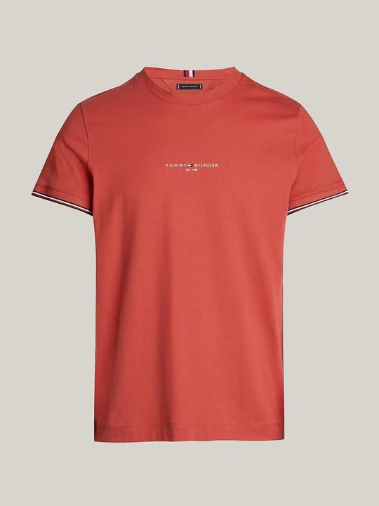 Tommy Hilfiger Tommy Hilfiger Erkek Dokuma Kumaş Kısa Kol Düz Model Kırmızı T-Shirt MW0MW32584-XM0