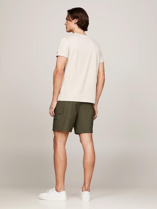 Tommy Hilfiger Tommy Hilfiger Erkek Dokuma Kumaş Kısa Kol Düz Model Bej T-Shirt MW0MW11797-ACI