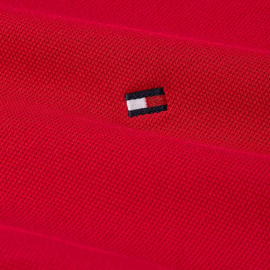Tommy Hilfiger Tommy Hilfiger Erkek Dokuma Polo Yaka Kısa Kol Günlük Kırmızı Polo Yaka T-Shirt MW0MW17770-XLD