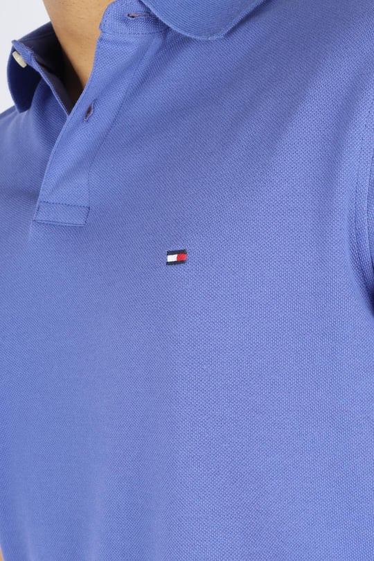 TOMMY HILFIGER Tommy Hilfiger Erkek Dokuma Polo Yaka Kısa Kol Günlük Mavi Polo Yaka T-Shirt MW0MW17770-C8K