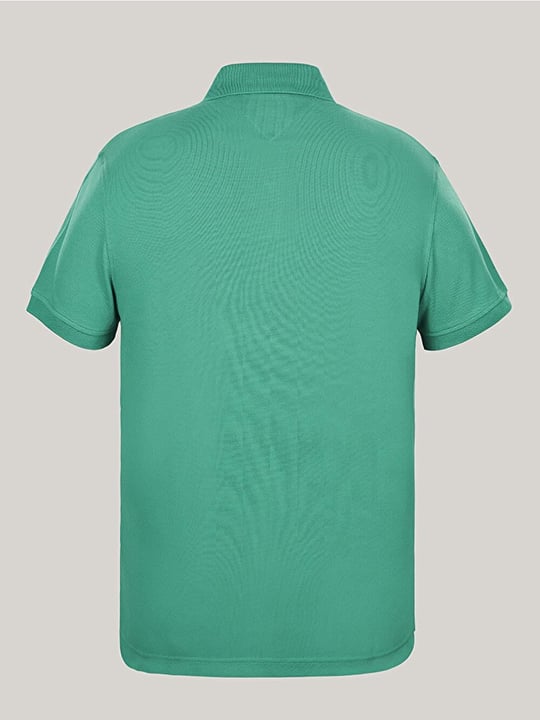 Tommy Hilfiger Tommy Hilfiger Erkek Dokuma Polo Yaka Kısa Kol Günlük Yeşil Polo Yaka T-Shirt MW0MW17770-L4F