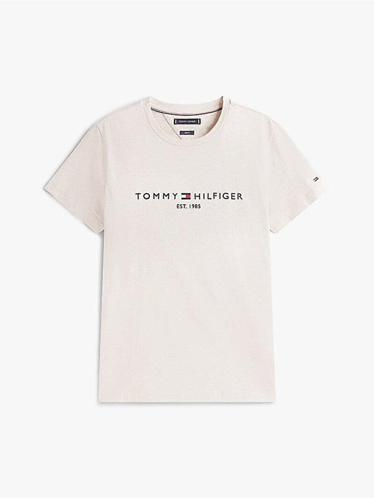 TOMMY HILFIGER Tommy Hilfiger Erkek Dokuma Kumaş Kısa Kol Düz Model Bej T-Shirt MW0MW11797-HGF
