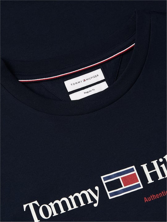 Tommy Hilfiger Tommy Hilfiger Erkek Dokuma Bisiklet Yaka Kısa Kollu Günlük Lacivert T-Shirt MW0MW44875-DW5