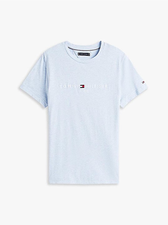 TOMMY HILFIGER Tommy Hilfiger Erkek Dokuma Kumaş Kısa Kol Düz Model Mavi1 T-Shirt MW0MW11797-DS9