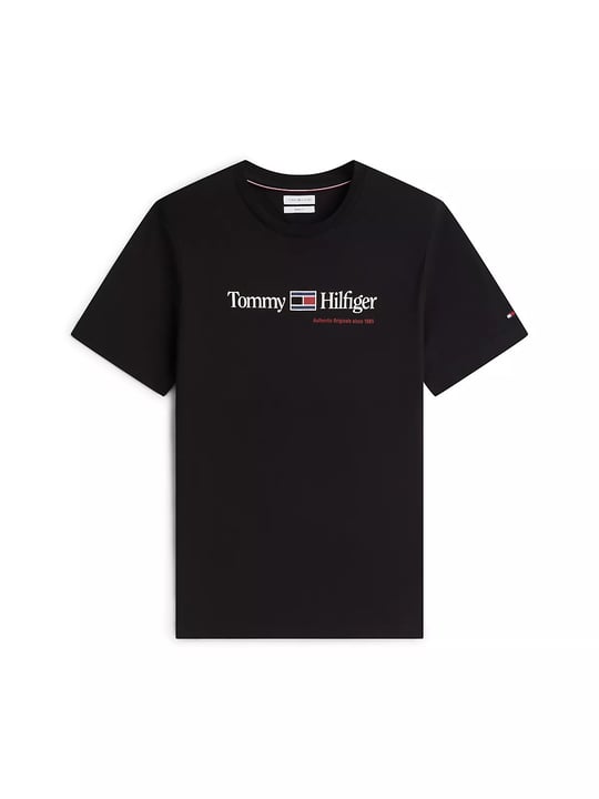 Tommy Hilfiger Tommy Hilfiger Erkek Dokuma Bisiklet Yaka Kısa Kollu Günlük Siyah T-Shirt MW0MW44875-BDS