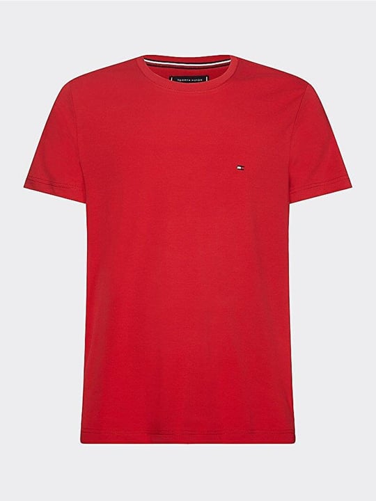 Tommy Hilfiger Tommy Hilfiger Erkek Dokuma Kumaş Kısa Kol Düz Model Kırmızı T-Shirt MW0MW10800-XLG