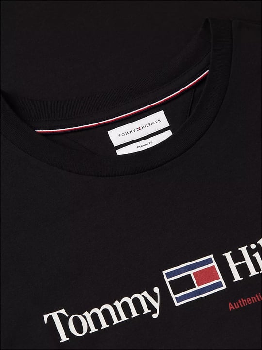 Tommy Hilfiger Tommy Hilfiger Erkek Dokuma Bisiklet Yaka Kısa Kollu Günlük Siyah T-Shirt MW0MW44875-BDS