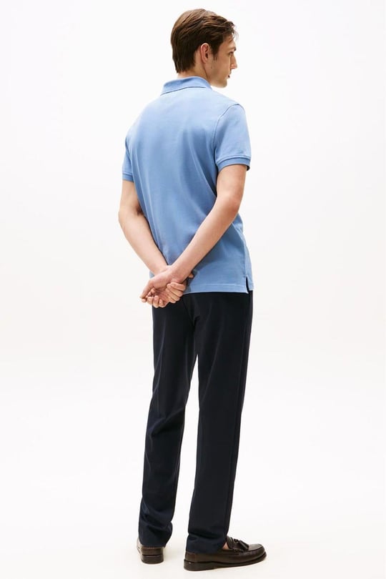 TOMMY HILFIGER Tommy Hilfiger Erkek Dokuma Polo Yaka Kısa Kol Günlük Mavi Polo Yaka T-Shirt MW0MW17770-C2B