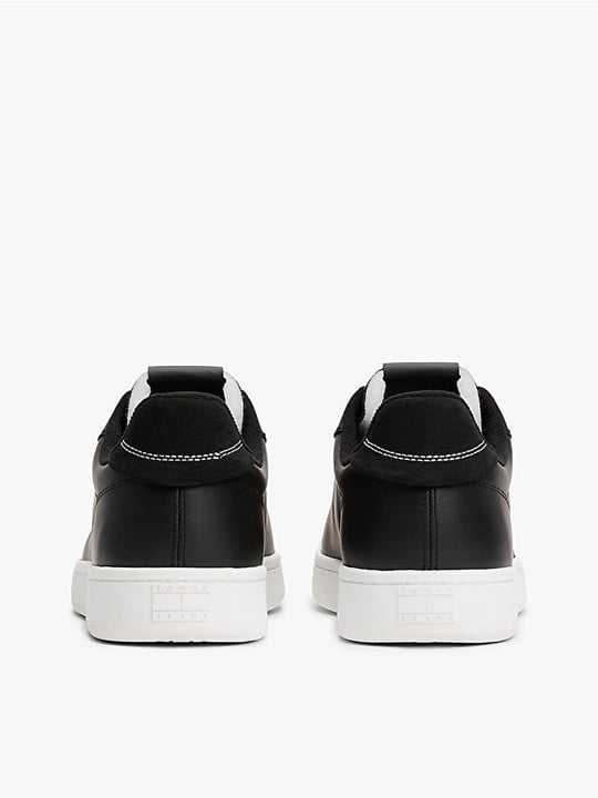 TOMMY HILFIGER Tommy Hilfiger Erkek Düşük Bilekli Logo Bayraklı Deri Siyah Sneaker EM0EM01596-BDS