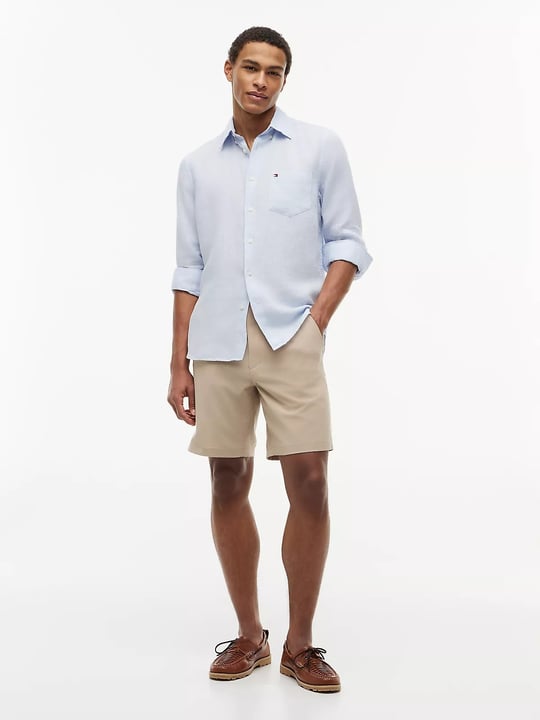 Tommy Hilfiger Tommy Hilfiger Erkek Düğme Kapama Normal Bel Kısa Boy Cep Detay Bej Şort MW0MW42354-AEG
