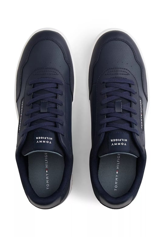 Tommy Hilfiger Tommy Hilfiger Erkek Düz Taban Marka Yazı Desenli Bağlamalı Mavi Sneaker FM0FM05466-DW5