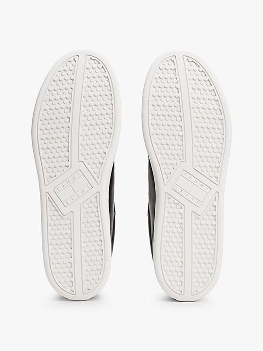 TOMMY HILFIGER Tommy Hilfiger Erkek Düşük Bilekli Logo Bayraklı Deri Siyah Sneaker EM0EM01596-BDS