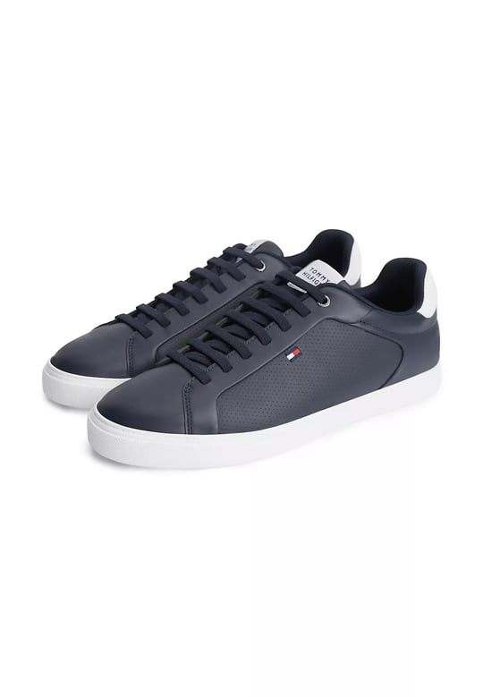 Tommy Hilfiger Tommy Hilfiger Erkek Düşük Bilekli Nefes Alabilen Tasarımlı Deri Lacivert Sneaker FM0FM05946-DW5