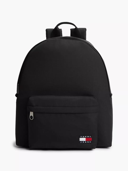 Tommy Hilfiger Tommy Hilfiger Erkek Geniş İç Hacimli Fermuarlı Ön Bölmeli Bayrak Logo Detaylı Siyah Sırt Çantası AM0AM14210-BDS