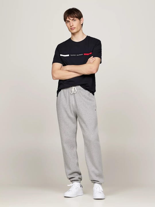 Tommy Hilfiger Tommy Hilfiger Erkek Göğsü Şerit Detaylı Bisiklet Yaka Kısa Kollu Mavi T-Shirt MW0MW36498-DW5