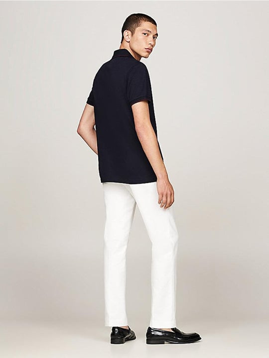Tommy Hilfiger Tommy Hilfiger Erkek Göğüste Tommy Hilfiger Bayrak İşlemesi Mavi Polo Yaka T-Shirt MW0MW37310-DW5