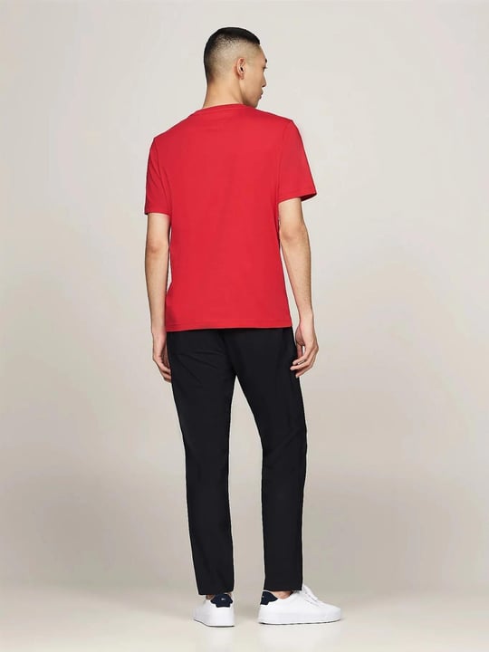 Tommy Hilfiger Tommy Hilfiger Erkek Göğsü Şerit Detaylı Bisiklet Yaka Kısa Kollu Kırmızı T-Shirt MW0MW36498-XLG