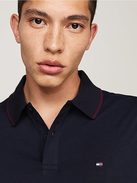 Tommy Hilfiger Tommy Hilfiger Erkek Göğüste Tommy Hilfiger Bayrak İşlemesi Mavi Polo Yaka T-Shirt MW0MW37310-DW5