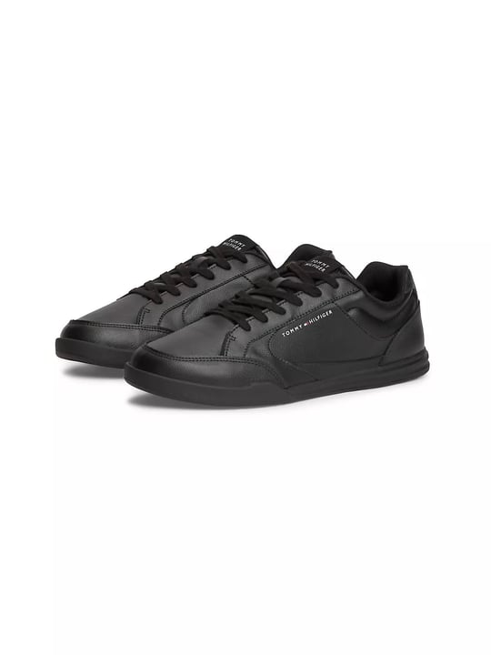 Tommy Hilfiger Tommy Hilfiger Erkek Hakiki Deri Karışımlı Delikli Yüzey  Bayrak Logolu Siyah Sneaker FM0FM05944-0GJ