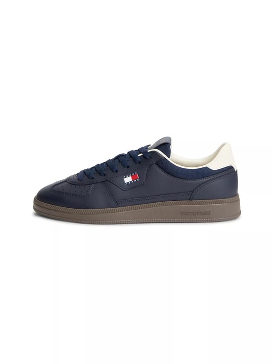 Tommy Hilfiger Tommy Hilfiger Erkek Hakiki Deri Karışımlı Kaplamalı Yüzey Renkli Logo Detaylı Lacivert Sneaker EM0EM01762-C1G